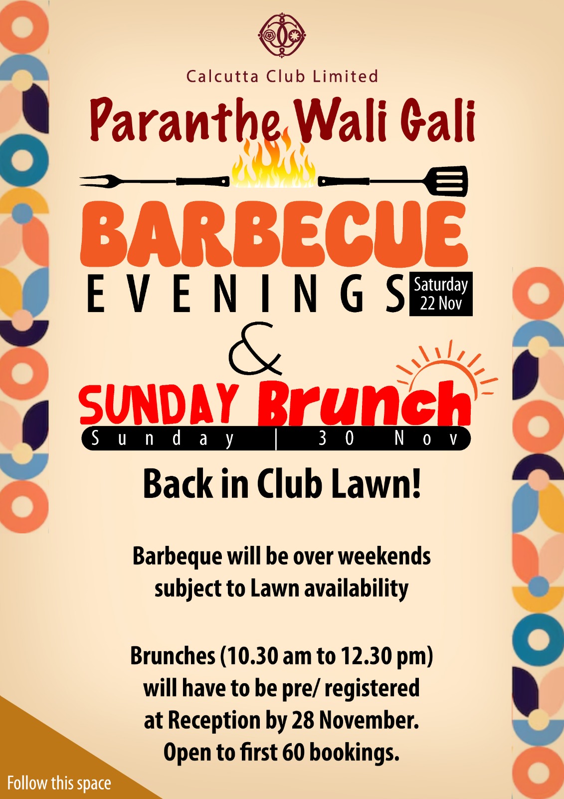 BARBECUE EVEININGS & SUNDAY BRUNCH