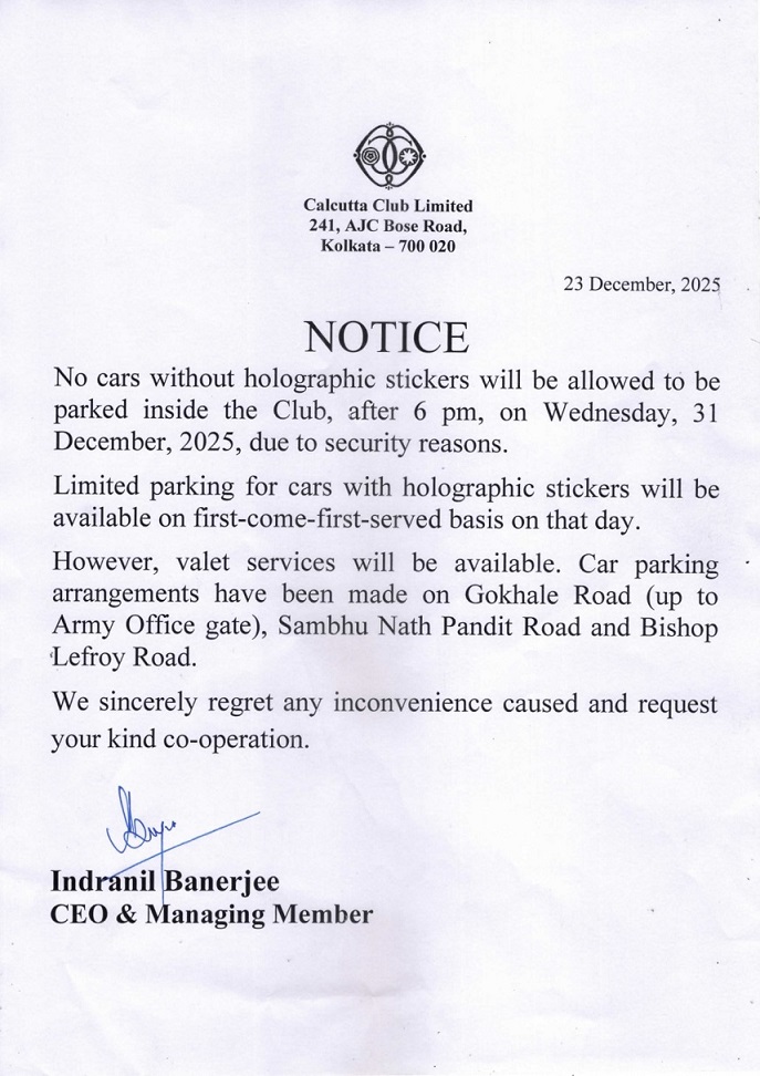 Car Parking Notice 31-12-2025
