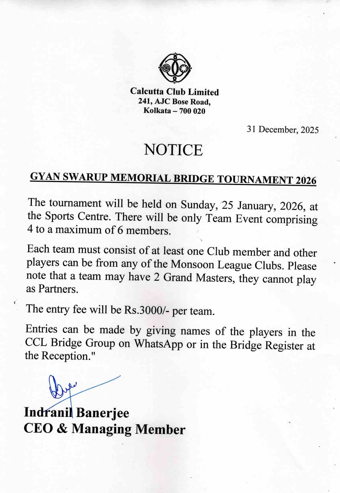 NOTICE (25 JAN)