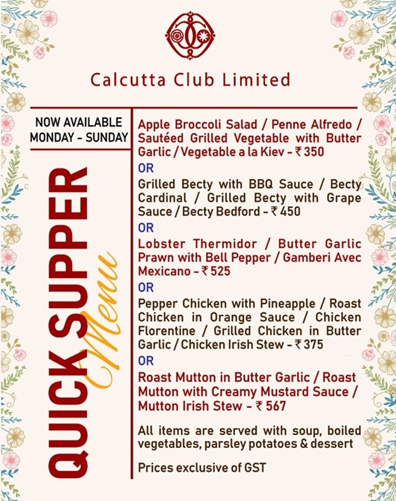 QUICK SUPPER MENU