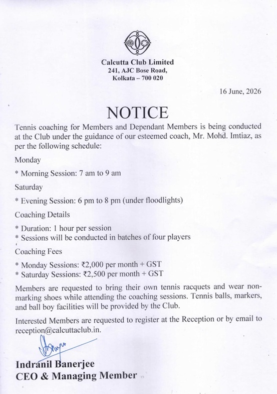 TENNIS COACHING