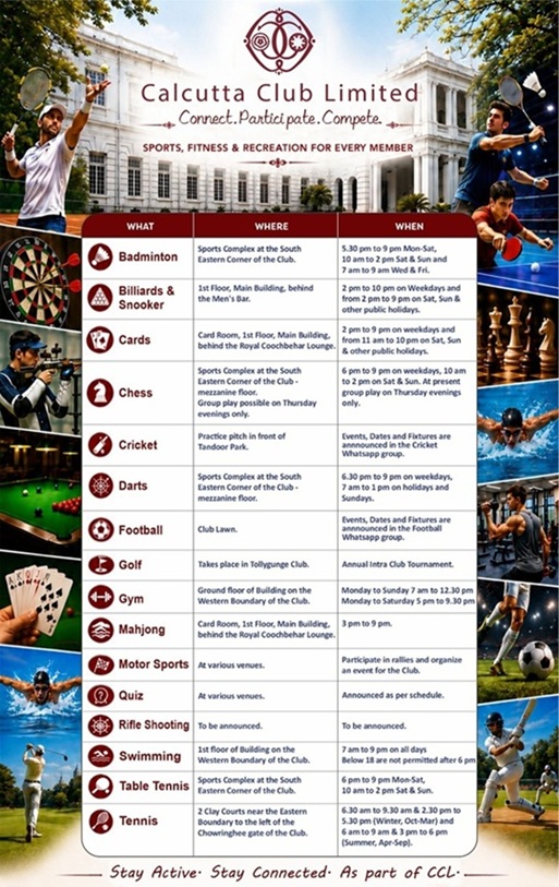 SPORTS, FITNESS & RECREATION FOR EVERY MEMBERS