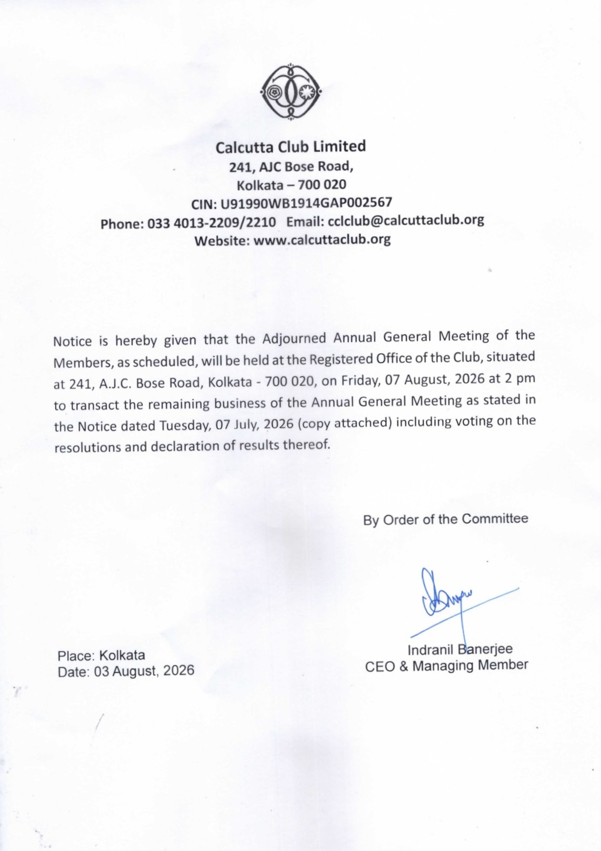 ADJOURNED AGM 2026-27 NOTICE