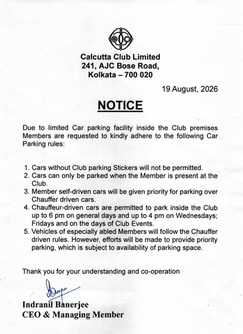 CAR PARKING NOTICE