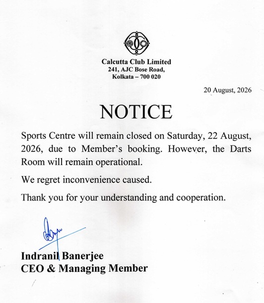 SPORTS CENTRE NOTICE
