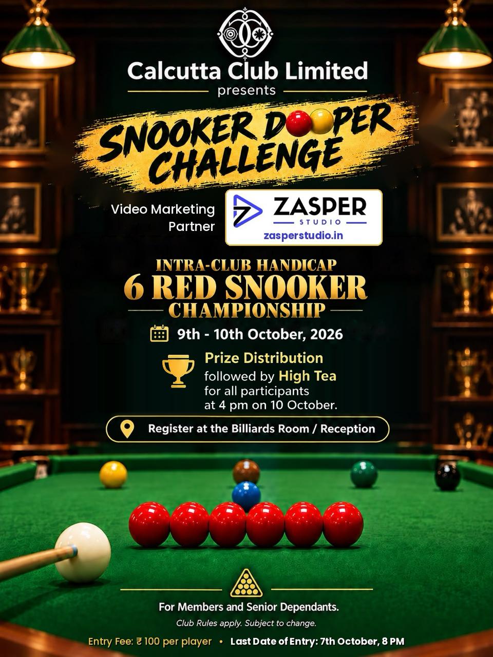 SNOOKER DOOPER CHALLENGE: INTRA-CLUB HANDICAP 6 RED SNOOKER CHAMPIONSHIP